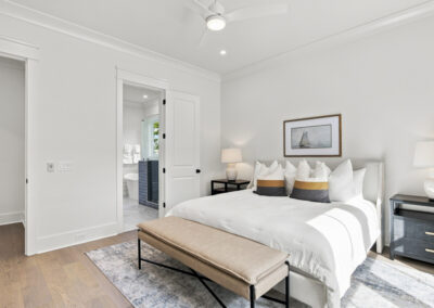Interior staged bedroom of 1167 Guerins Bridge in Awendaw, SC by Grantham Homes