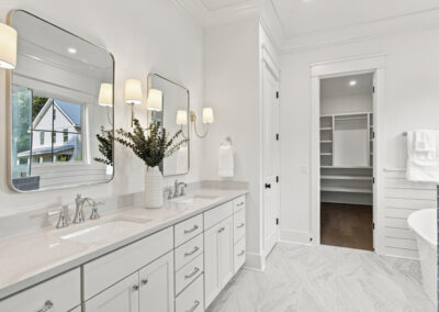 Interior staged primary bathroom of 1167 Guerins Bridge in Awendaw, SC by Grantham Homes
