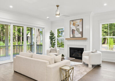 Interior staged living room of 1167 Guerins Bridge in Awendaw, SC by Grantham Homes